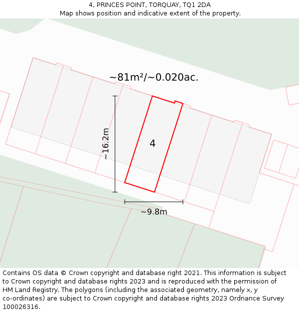 4, PRINCES POINT, TORQUAY, TQ1 2DA: Plot and title map