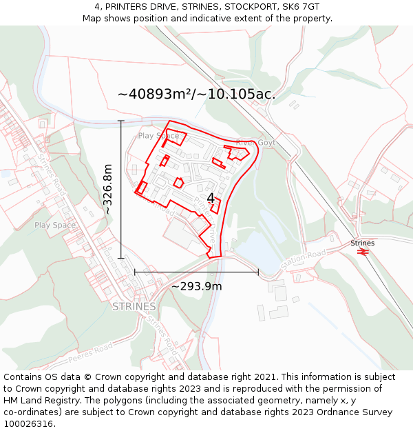 4, PRINTERS DRIVE, STRINES, STOCKPORT, SK6 7GT: Plot and title map