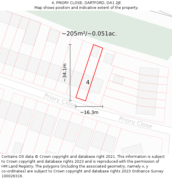 4, PRIORY CLOSE, DARTFORD, DA1 2JE: Plot and title map