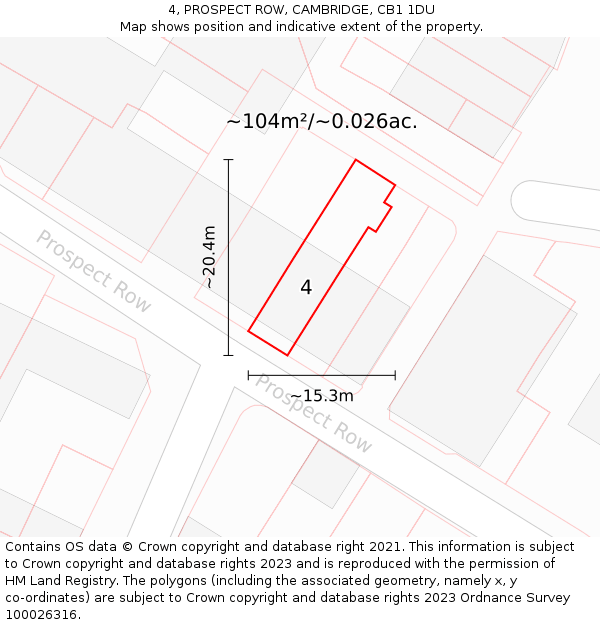 4, PROSPECT ROW, CAMBRIDGE, CB1 1DU: Plot and title map