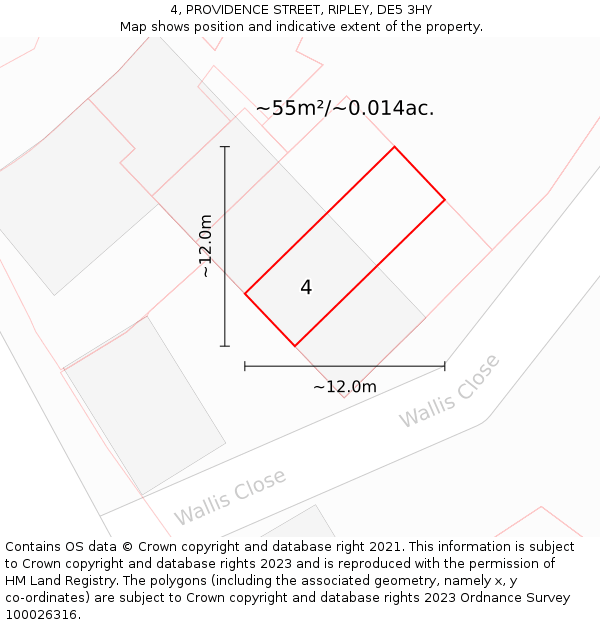4, PROVIDENCE STREET, RIPLEY, DE5 3HY: Plot and title map