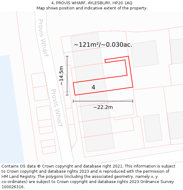 4, PROVIS WHARF, AYLESBURY, HP20 1AQ: Plot and title map