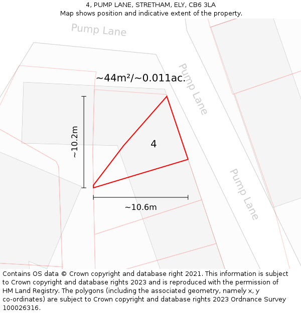 4, PUMP LANE, STRETHAM, ELY, CB6 3LA: Plot and title map
