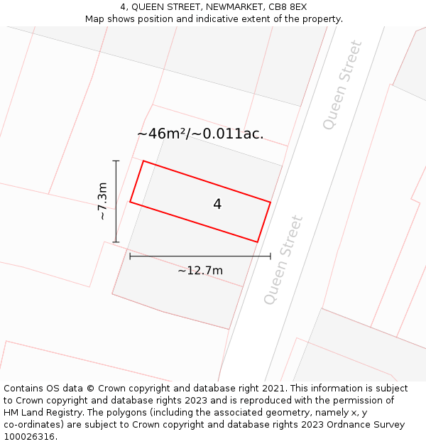 4, QUEEN STREET, NEWMARKET, CB8 8EX: Plot and title map