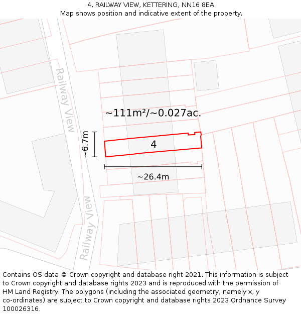 4, RAILWAY VIEW, KETTERING, NN16 8EA: Plot and title map