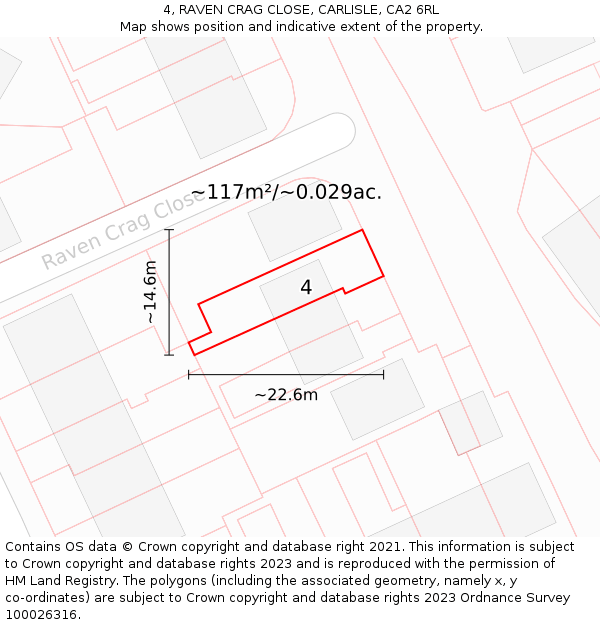 4, RAVEN CRAG CLOSE, CARLISLE, CA2 6RL: Plot and title map
