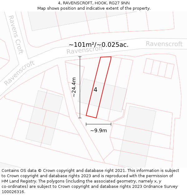 4, RAVENSCROFT, HOOK, RG27 9NN: Plot and title map