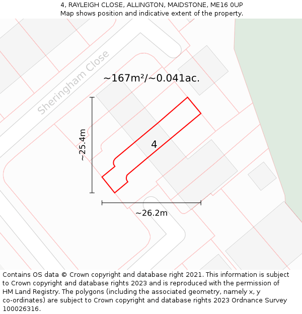 4, RAYLEIGH CLOSE, ALLINGTON, MAIDSTONE, ME16 0UP: Plot and title map