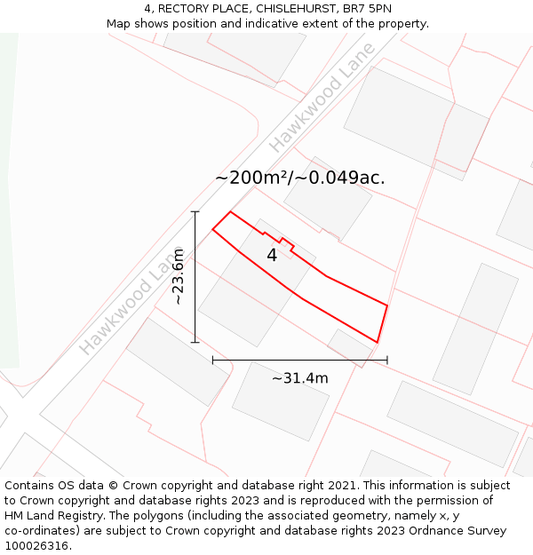 4, RECTORY PLACE, CHISLEHURST, BR7 5PN: Plot and title map