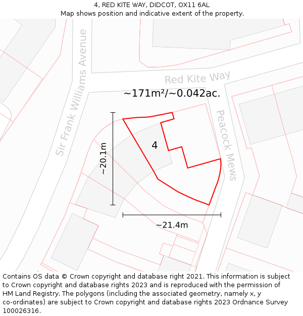4, RED KITE WAY, DIDCOT, OX11 6AL: Plot and title map