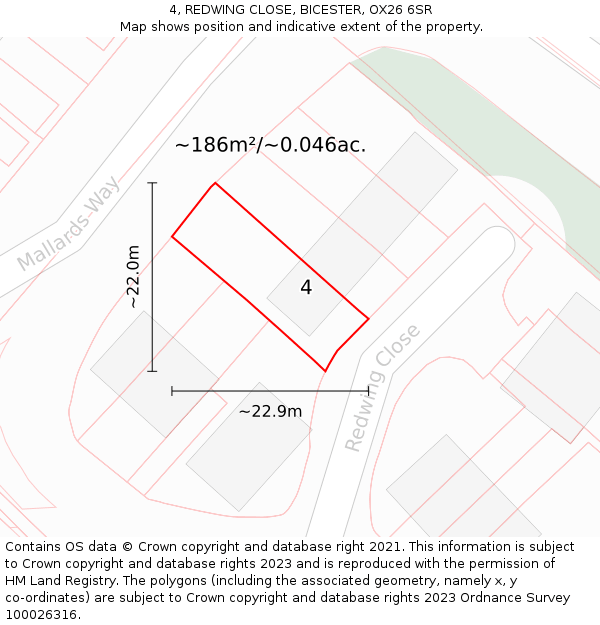 4, REDWING CLOSE, BICESTER, OX26 6SR: Plot and title map