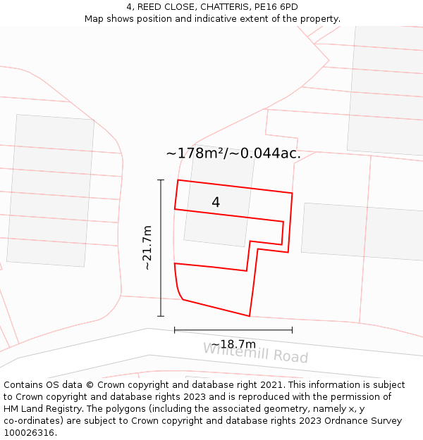 4, REED CLOSE, CHATTERIS, PE16 6PD: Plot and title map