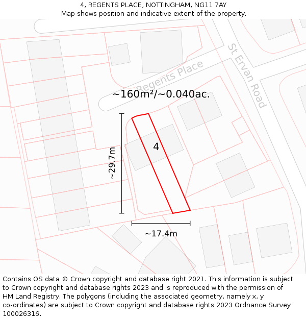 4, REGENTS PLACE, NOTTINGHAM, NG11 7AY: Plot and title map