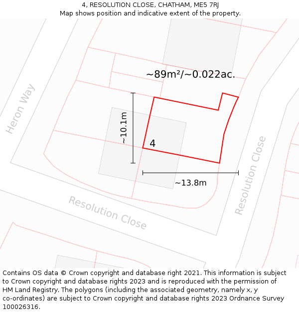 4, RESOLUTION CLOSE, CHATHAM, ME5 7RJ: Plot and title map