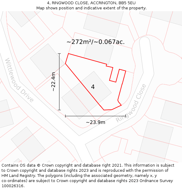 4, RINGWOOD CLOSE, ACCRINGTON, BB5 5EU: Plot and title map