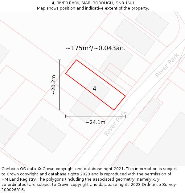 4, RIVER PARK, MARLBOROUGH, SN8 1NH: Plot and title map
