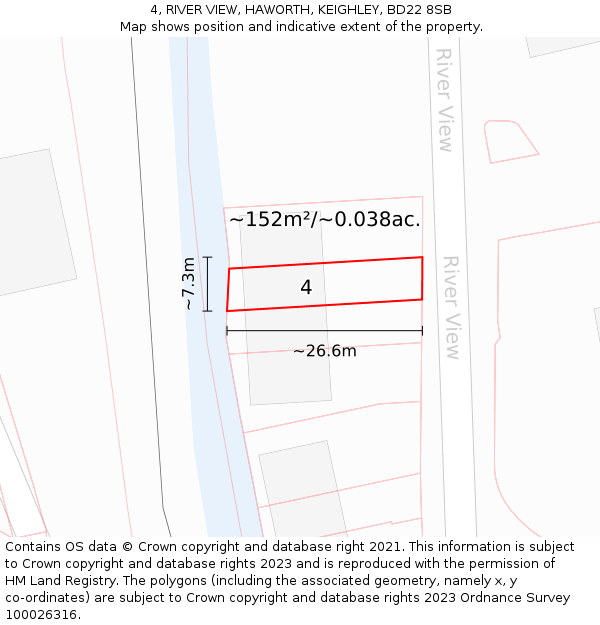 4, RIVER VIEW, HAWORTH, KEIGHLEY, BD22 8SB: Plot and title map