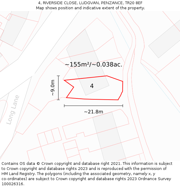4, RIVERSIDE CLOSE, LUDGVAN, PENZANCE, TR20 8EF: Plot and title map