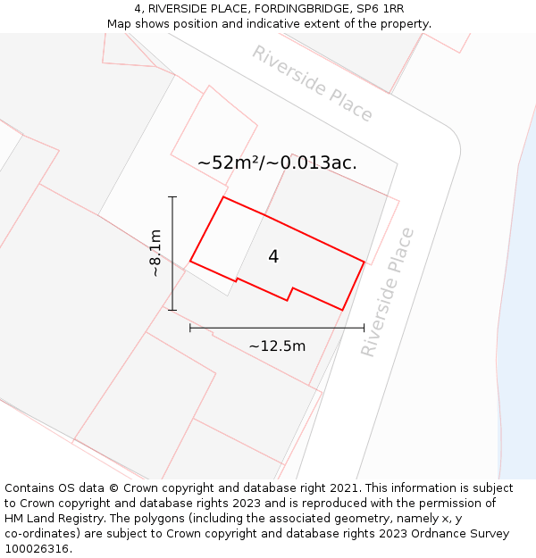 4, RIVERSIDE PLACE, FORDINGBRIDGE, SP6 1RR: Plot and title map