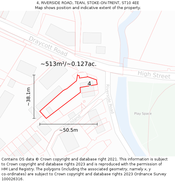 4, RIVERSIDE ROAD, TEAN, STOKE-ON-TRENT, ST10 4EE: Plot and title map
