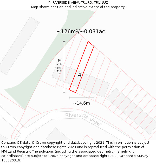 4, RIVERSIDE VIEW, TRURO, TR1 1UZ: Plot and title map