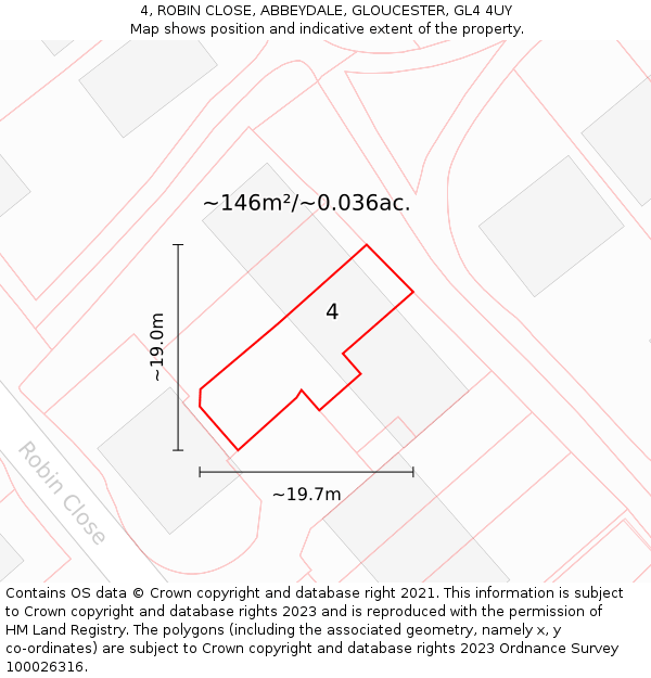 4, ROBIN CLOSE, ABBEYDALE, GLOUCESTER, GL4 4UY: Plot and title map