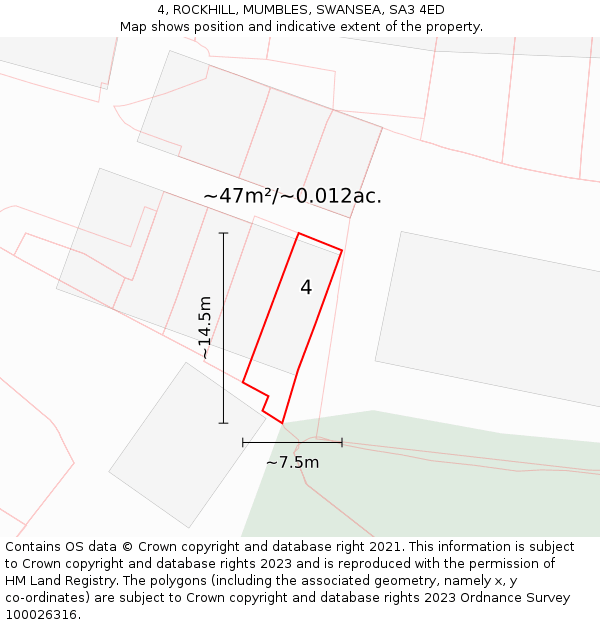 4, ROCKHILL, MUMBLES, SWANSEA, SA3 4ED: Plot and title map