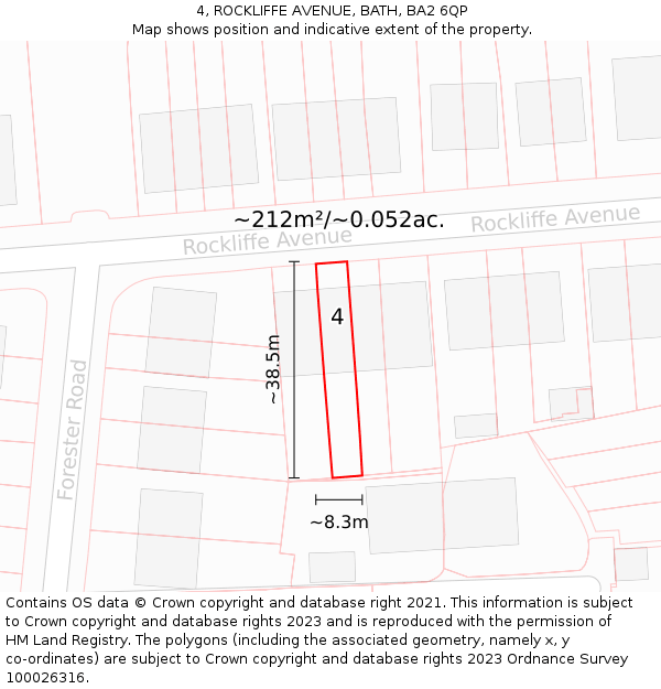 4, ROCKLIFFE AVENUE, BATH, BA2 6QP: Plot and title map