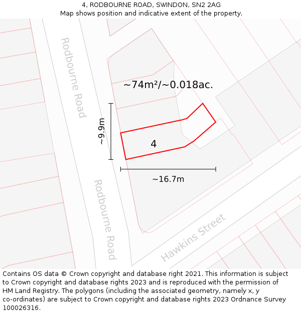 4, RODBOURNE ROAD, SWINDON, SN2 2AG: Plot and title map