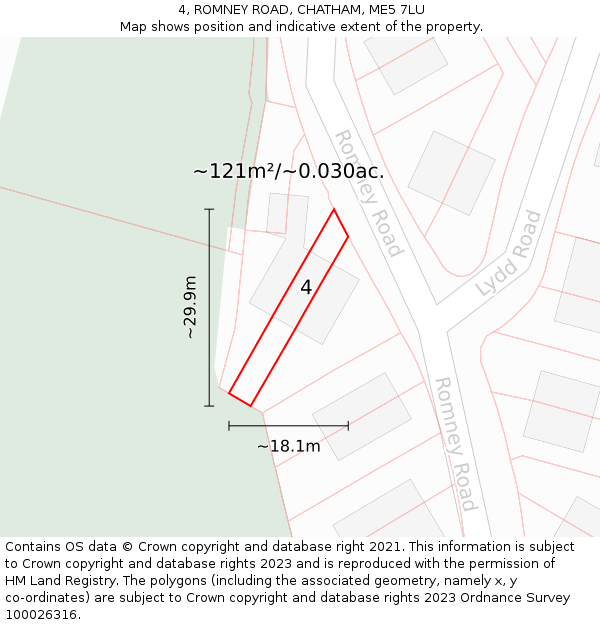 4, ROMNEY ROAD, CHATHAM, ME5 7LU: Plot and title map