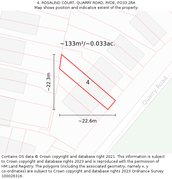 4, ROSALIND COURT, QUARRY ROAD, RYDE, PO33 2RA: Plot and title map