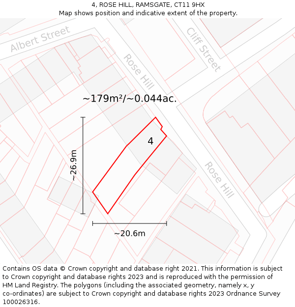 4, ROSE HILL, RAMSGATE, CT11 9HX: Plot and title map