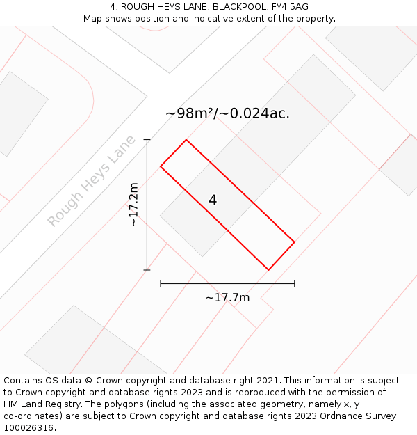 4, ROUGH HEYS LANE, BLACKPOOL, FY4 5AG: Plot and title map