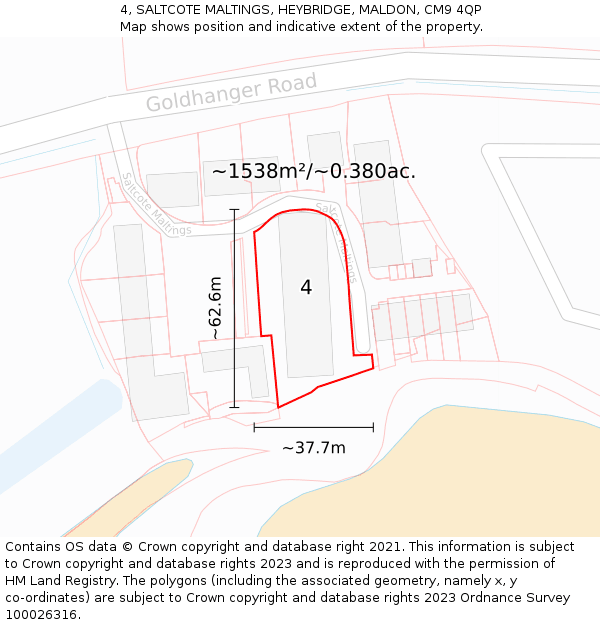 4, SALTCOTE MALTINGS, HEYBRIDGE, MALDON, CM9 4QP: Plot and title map
