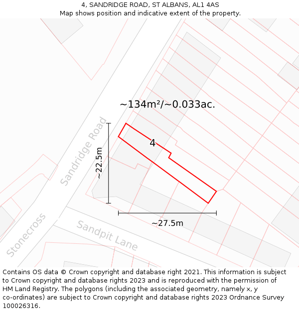 4, SANDRIDGE ROAD, ST ALBANS, AL1 4AS: Plot and title map