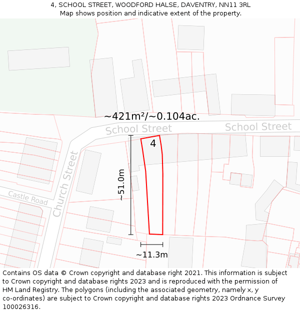 4, SCHOOL STREET, WOODFORD HALSE, DAVENTRY, NN11 3RL: Plot and title map