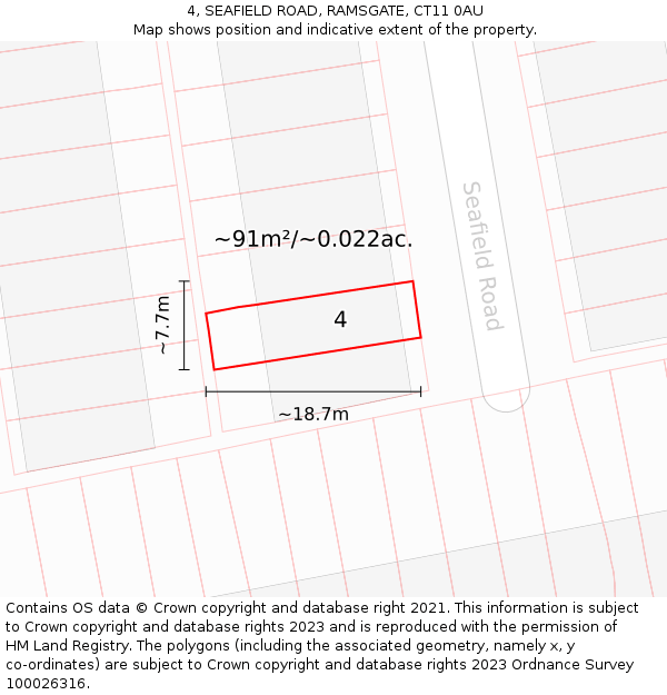 4, SEAFIELD ROAD, RAMSGATE, CT11 0AU: Plot and title map