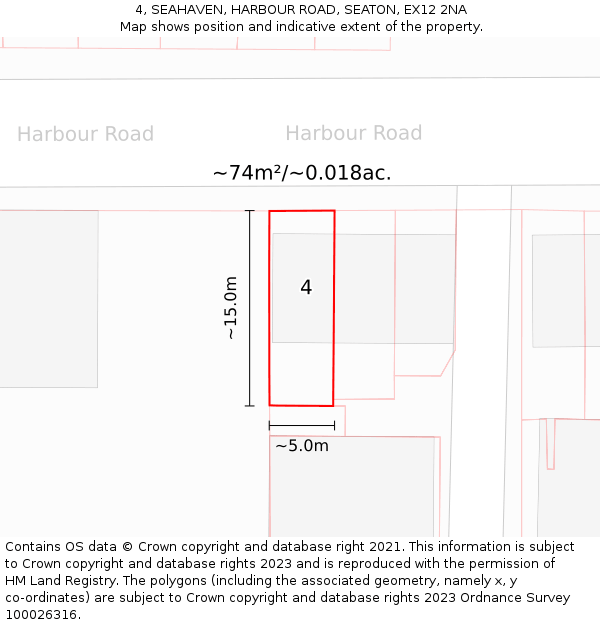 4, SEAHAVEN, HARBOUR ROAD, SEATON, EX12 2NA: Plot and title map