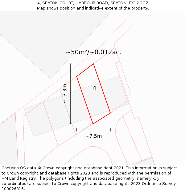 4, SEATON COURT, HARBOUR ROAD, SEATON, EX12 2GZ: Plot and title map