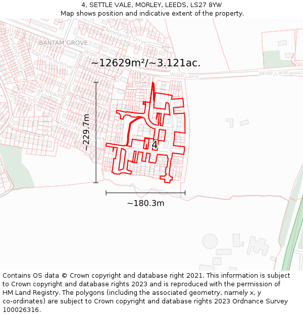 4, SETTLE VALE, MORLEY, LEEDS, LS27 8YW: Plot and title map