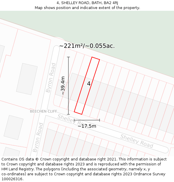 4, SHELLEY ROAD, BATH, BA2 4RJ: Plot and title map