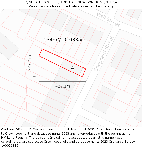 4, SHEPHERD STREET, BIDDULPH, STOKE-ON-TRENT, ST8 6JA: Plot and title map