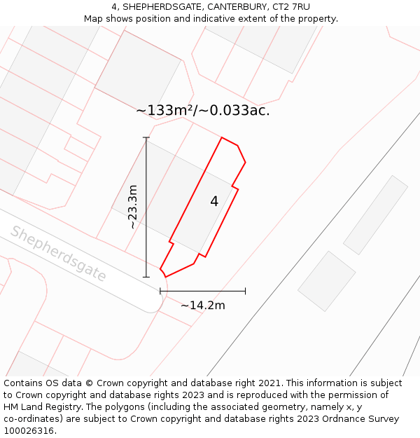 4, SHEPHERDSGATE, CANTERBURY, CT2 7RU: Plot and title map