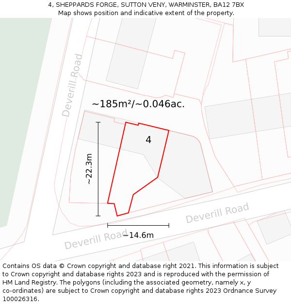 4, SHEPPARDS FORGE, SUTTON VENY, WARMINSTER, BA12 7BX: Plot and title map