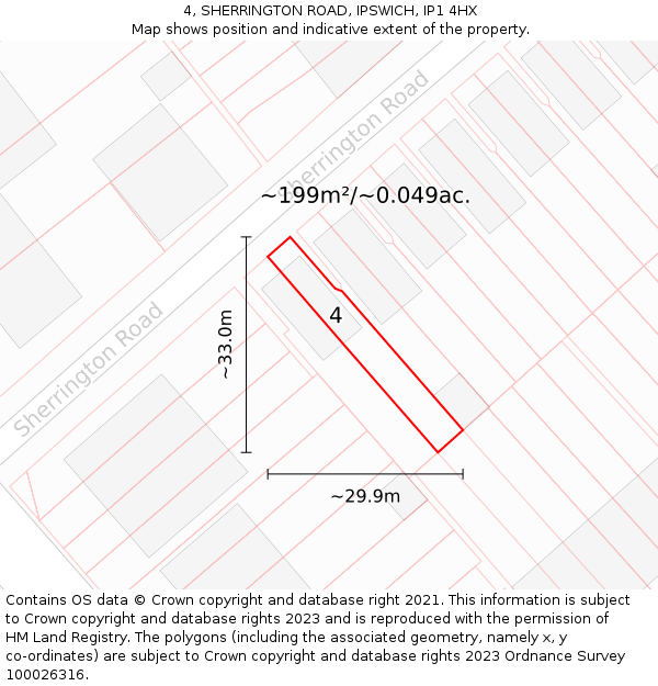 4, SHERRINGTON ROAD, IPSWICH, IP1 4HX: Plot and title map