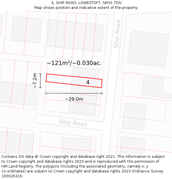 4, SHIP ROAD, LOWESTOFT, NR33 7DN: Plot and title map