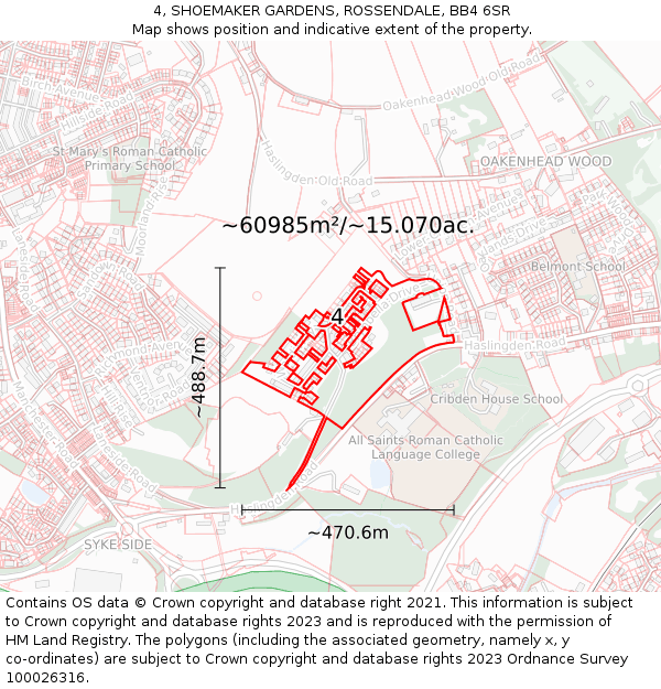 4, SHOEMAKER GARDENS, ROSSENDALE, BB4 6SR: Plot and title map