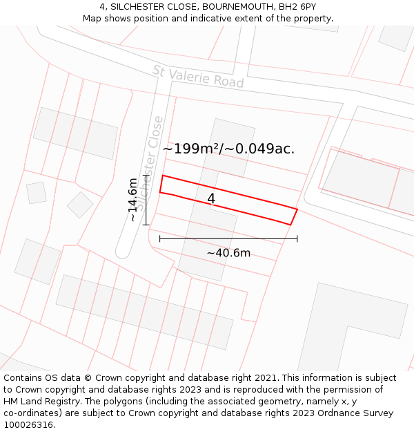 4, SILCHESTER CLOSE, BOURNEMOUTH, BH2 6PY: Plot and title map