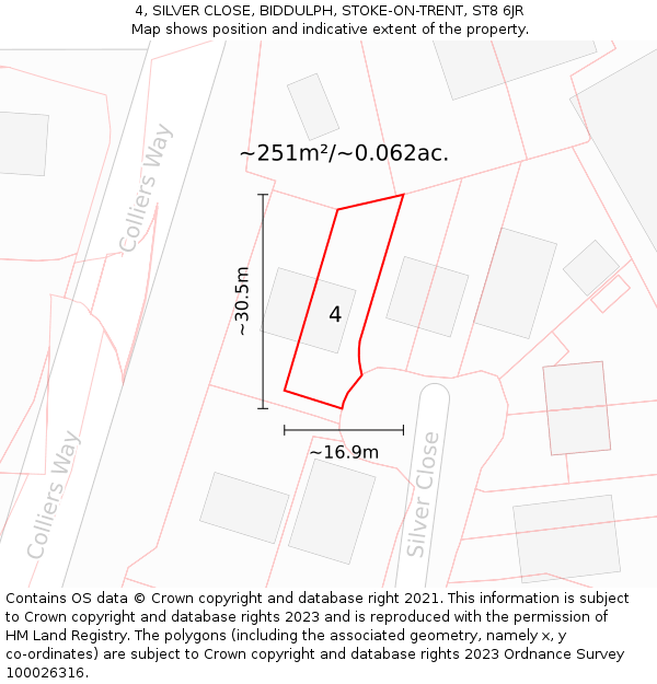 4, SILVER CLOSE, BIDDULPH, STOKE-ON-TRENT, ST8 6JR: Plot and title map