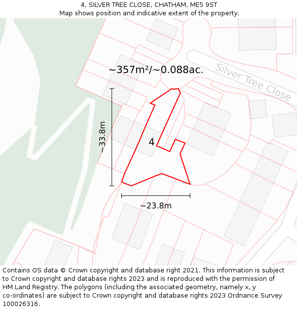 4, SILVER TREE CLOSE, CHATHAM, ME5 9ST: Plot and title map
